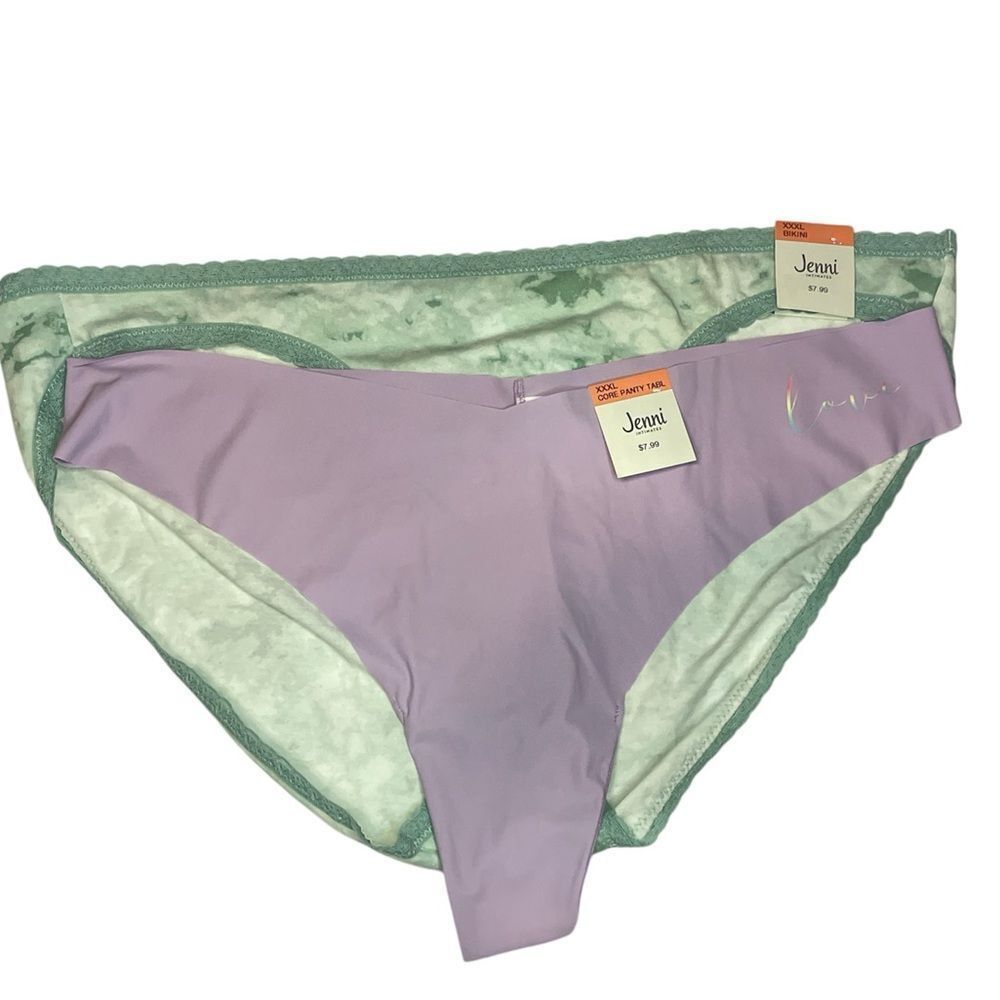 Jenni intimates set of 2 piece panties size: XXXL color: green, purple